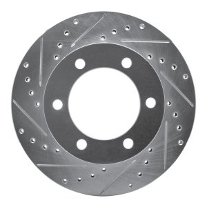 Toyota 4Runner Brake Rotor (1) - Front Left - R1 Concepts - Drilled & Slotted - Silver - `95-`04